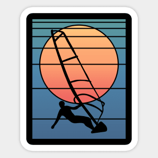 Retro Sunset Windsurfing Sticker